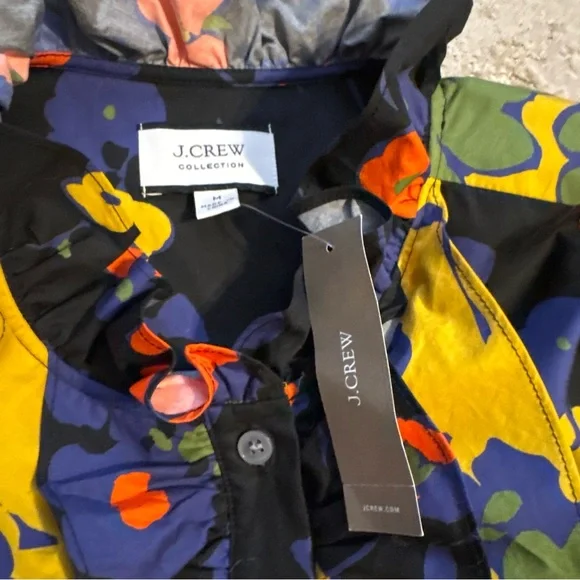J. Crew Ruffle-Front Classic-Fit Boy Shirt in Ratti® Melting Floral Size Medium - Picture 5 of 11